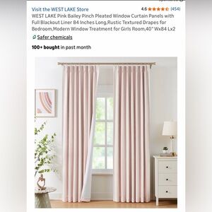 Pink Bailey Pinch Pleat Blackout Curtain Panels